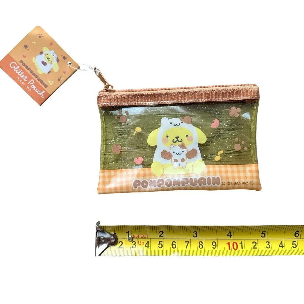 Sanrio Pompompurin Glitter Pouch Yellow Green Small Kids One Size